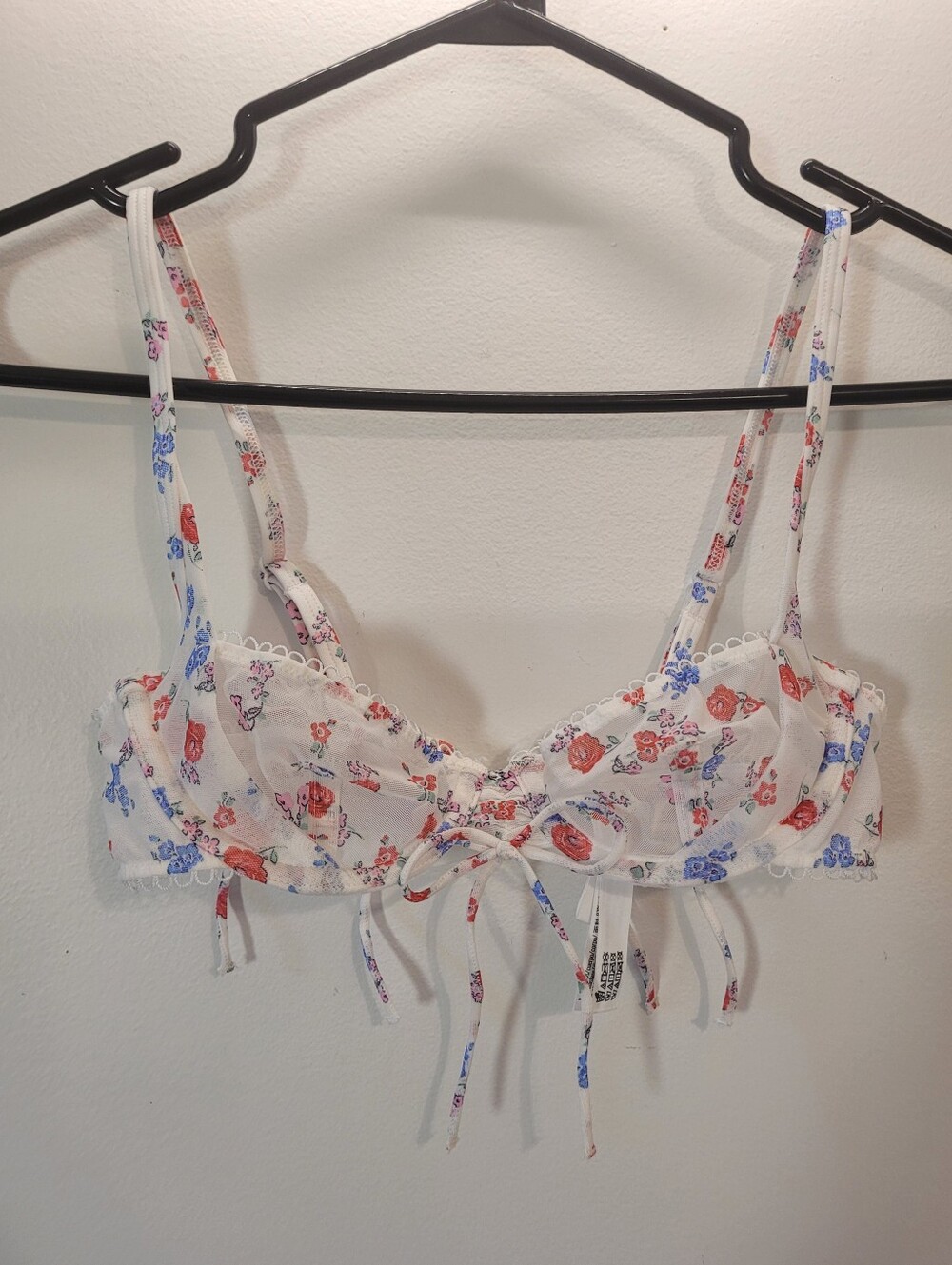 For Love And Lemons Lottie Sheer Floral Mesh Underwired Bra - Size Xxs